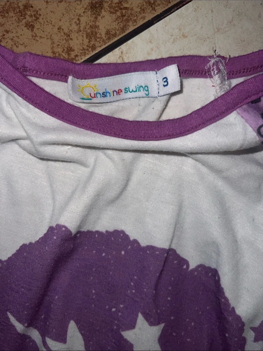 Girls White & Purple Unicorn Raglan Sleep Top